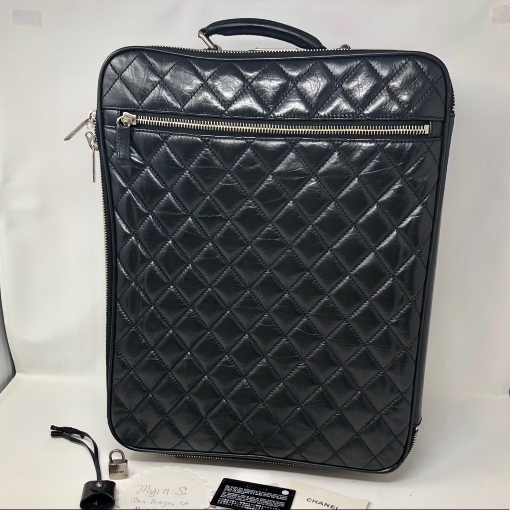 Diamond Quilted Carry On Trolly Rolling Suitcase
